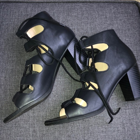 Black Strappy Heels - Picture 1 of 4